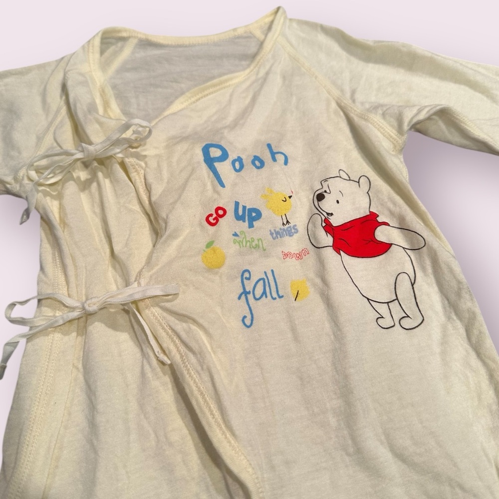 Vintage Disney Baby Winnie The Pooh Light Yellow Baby Outfit Size 3 Month - Picture 4 of 8